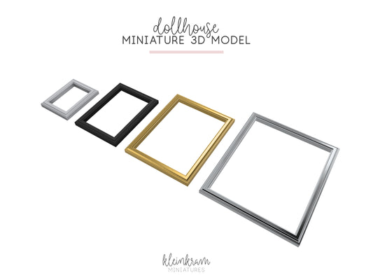 3D model of miniature picture frames for doll's houses in four sizes