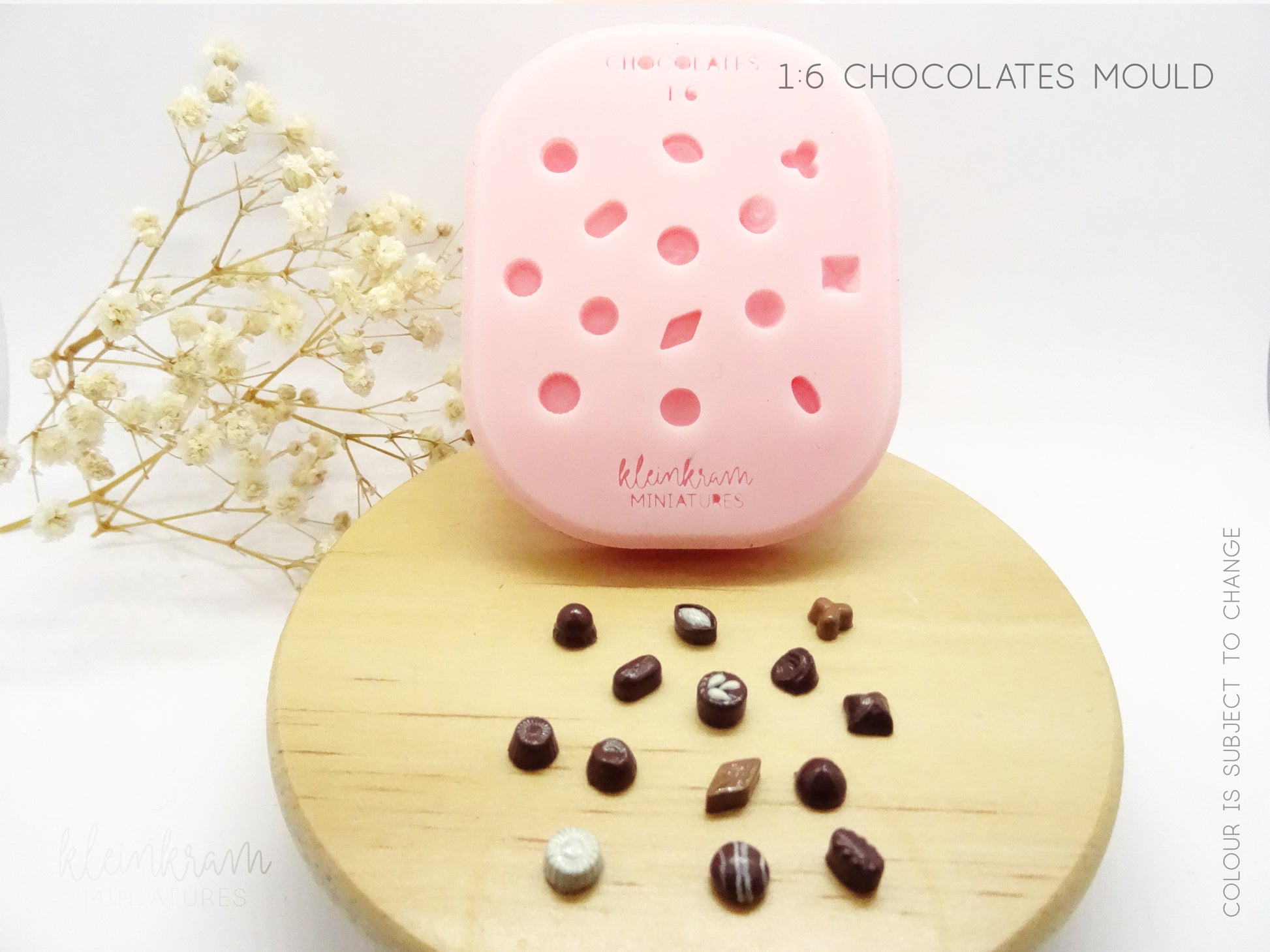 Silicone Mould for Miniature Chocolates in 1:6 (playscale) with finished polymer clay chocolates