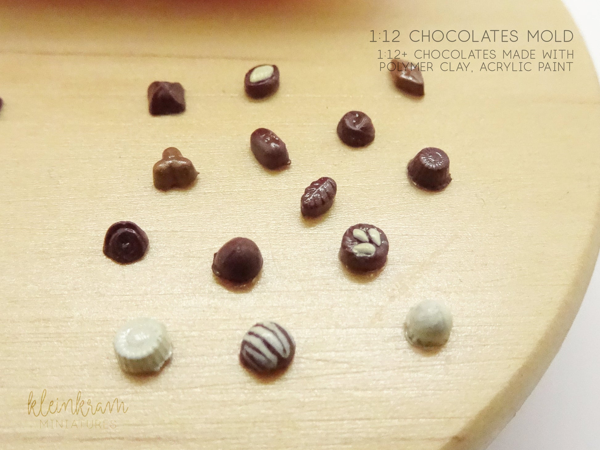 Miniature chocolates made from polymer clay with silicone mould in 1:12 scale