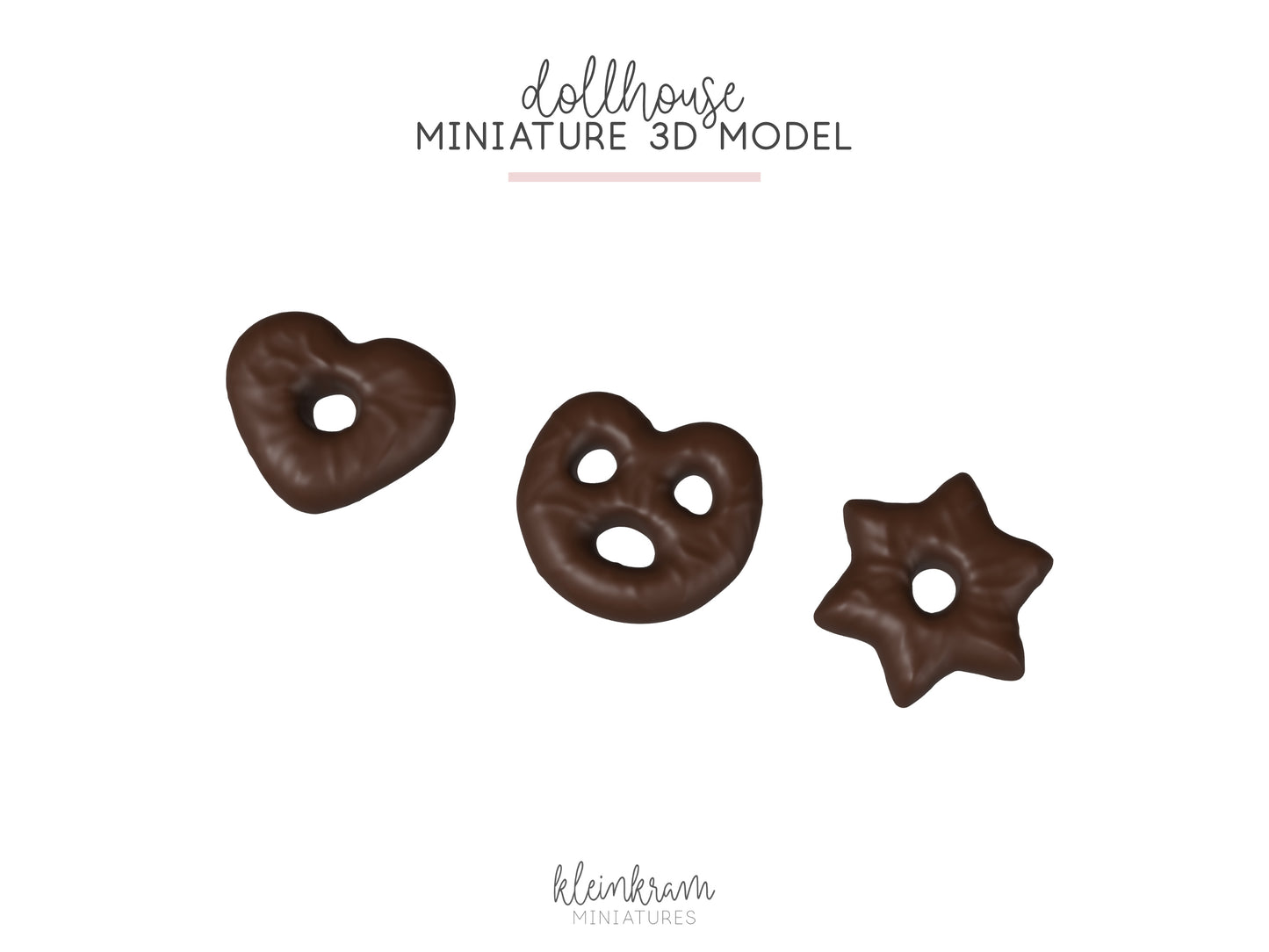 Lebkuchen Herz, Stern, Breze — 3D Modell