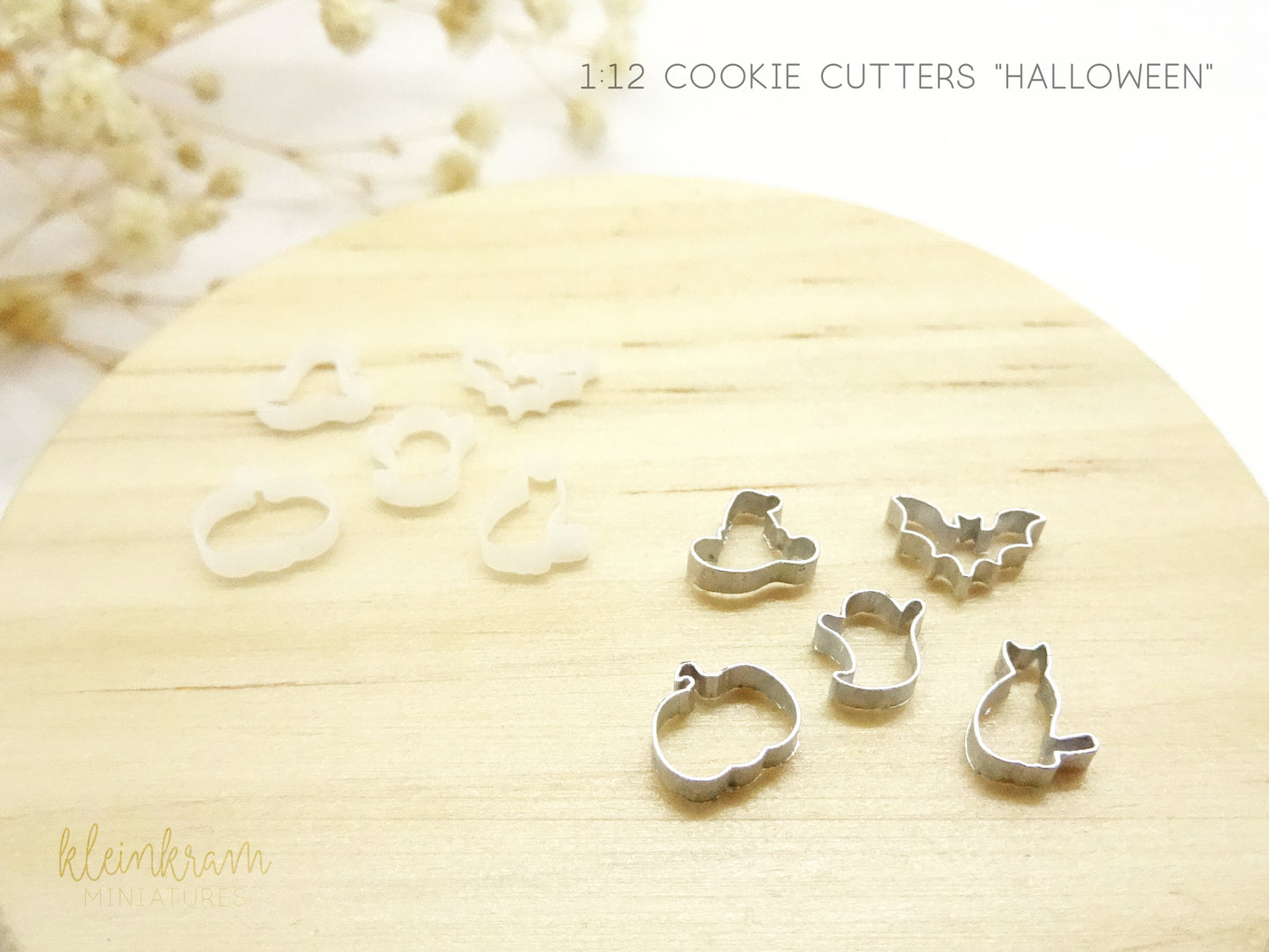 Miniature cookie cutters in 1:12 scale for decorating dollhouses, unpainted (DIY) and silver