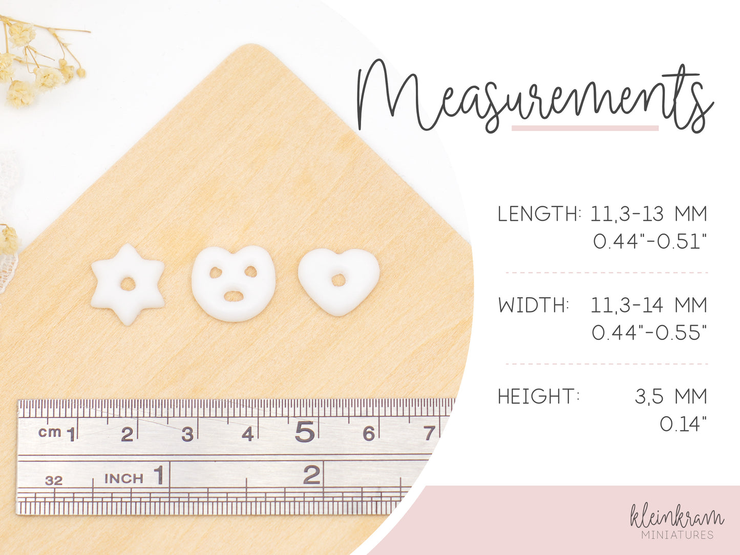 Soft Gingerbread Star, Heart, Pretzel — Set of 3 — 1:6 Miniature