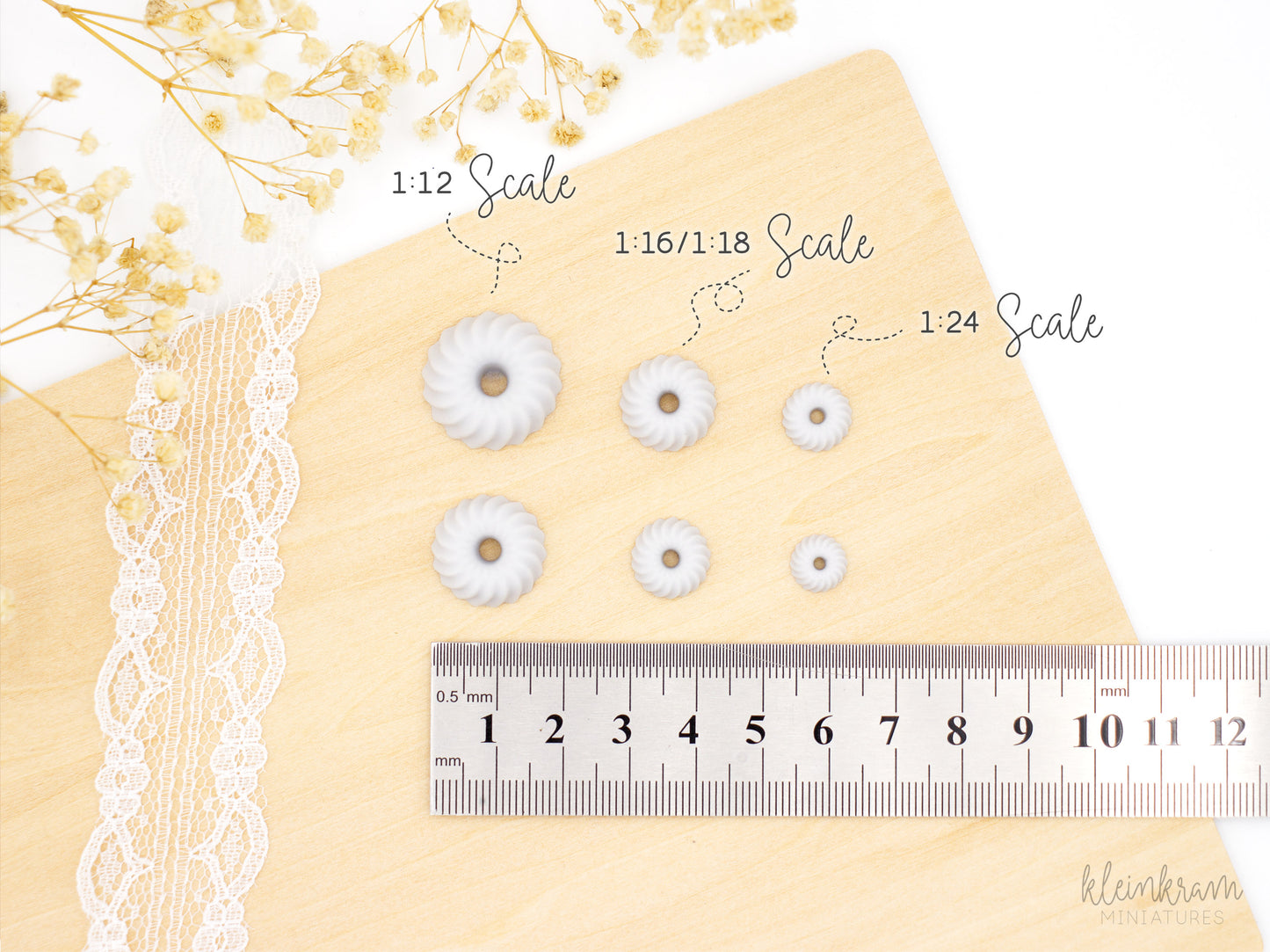 Comparison of different miniature bundt cake scales (1:12, 1:16/1:18 and 1:24)