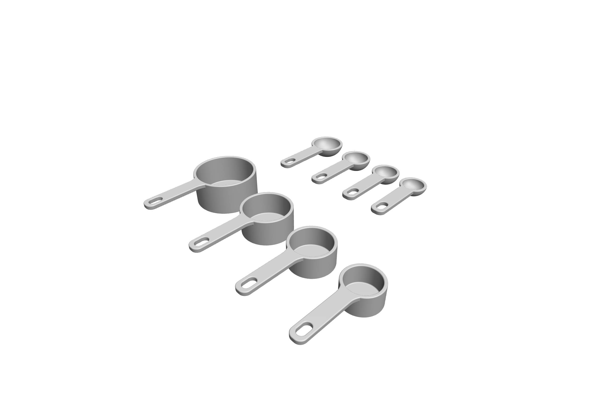 Miniature Measuring Cups and Spoons 3D Model