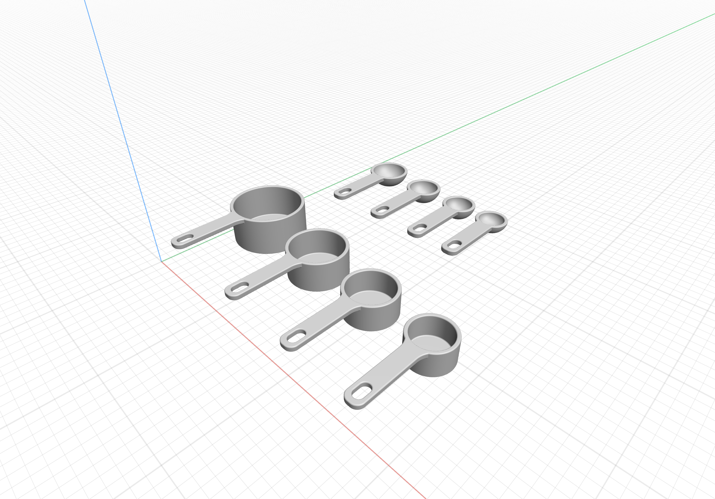 Miniature Measuring Cups and Spoons 3D Model